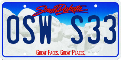 SD license plate 0SWS33