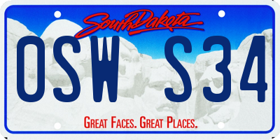 SD license plate 0SWS34