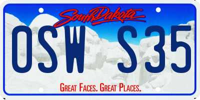 SD license plate 0SWS35