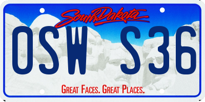 SD license plate 0SWS36