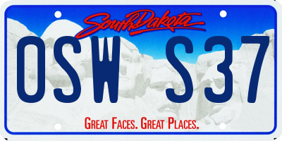 SD license plate 0SWS37