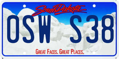 SD license plate 0SWS38