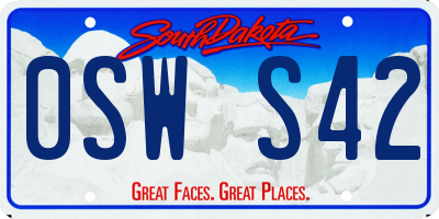 SD license plate 0SWS42