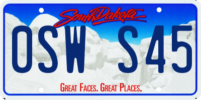 SD license plate 0SWS45
