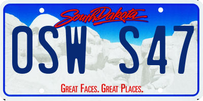 SD license plate 0SWS47