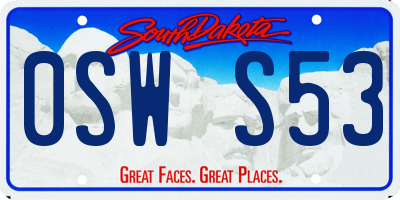 SD license plate 0SWS53