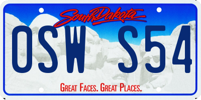 SD license plate 0SWS54