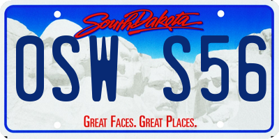 SD license plate 0SWS56