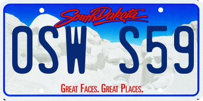 SD license plate 0SWS59