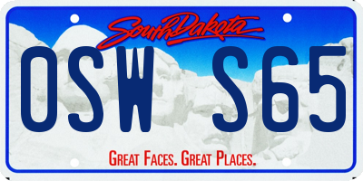 SD license plate 0SWS65