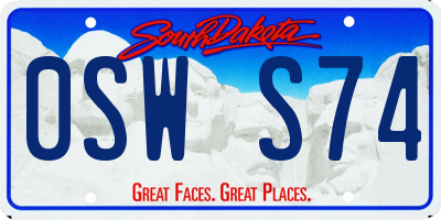 SD license plate 0SWS74