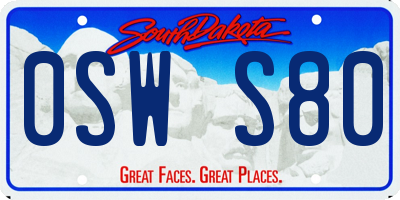 SD license plate 0SWS80