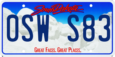 SD license plate 0SWS83