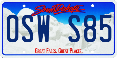 SD license plate 0SWS85