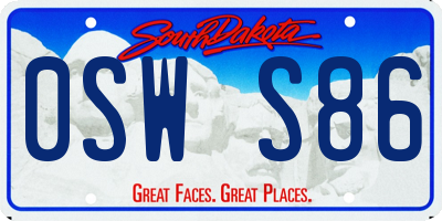 SD license plate 0SWS86