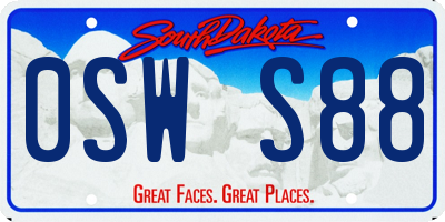SD license plate 0SWS88