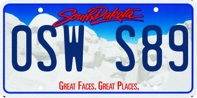 SD license plate 0SWS89