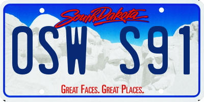 SD license plate 0SWS91
