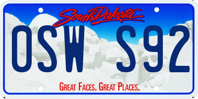SD license plate 0SWS92