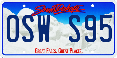 SD license plate 0SWS95