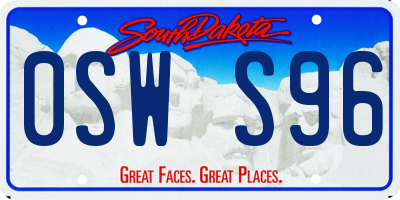 SD license plate 0SWS96