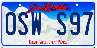 SD license plate 0SWS97