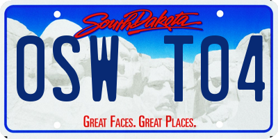 SD license plate 0SWT04