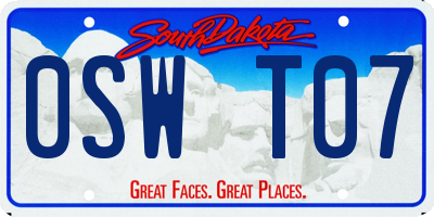 SD license plate 0SWT07