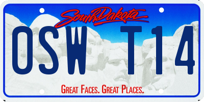 SD license plate 0SWT14