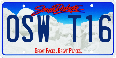 SD license plate 0SWT16