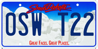 SD license plate 0SWT22