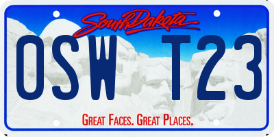 SD license plate 0SWT23