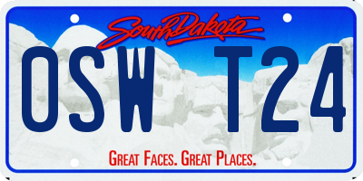 SD license plate 0SWT24