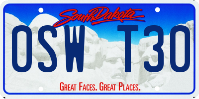 SD license plate 0SWT30