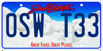 SD license plate 0SWT33