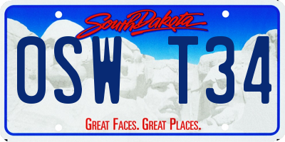 SD license plate 0SWT34