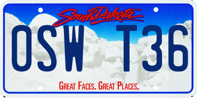 SD license plate 0SWT36