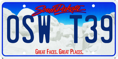 SD license plate 0SWT39