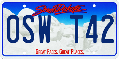 SD license plate 0SWT42