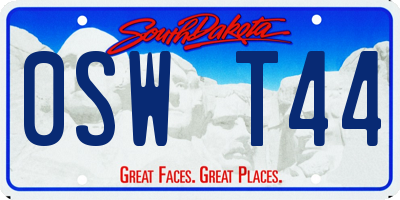 SD license plate 0SWT44