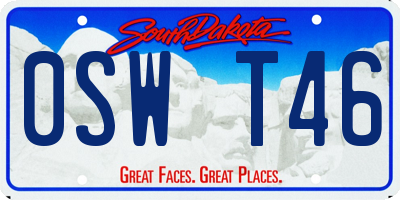 SD license plate 0SWT46