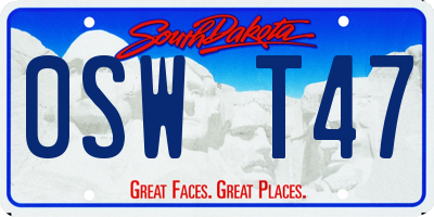 SD license plate 0SWT47