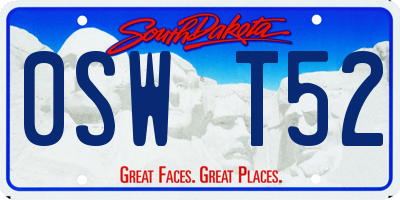 SD license plate 0SWT52