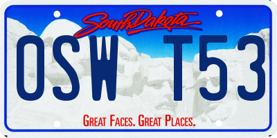 SD license plate 0SWT53