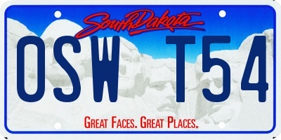 SD license plate 0SWT54