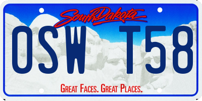 SD license plate 0SWT58