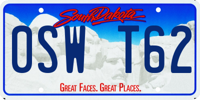 SD license plate 0SWT62
