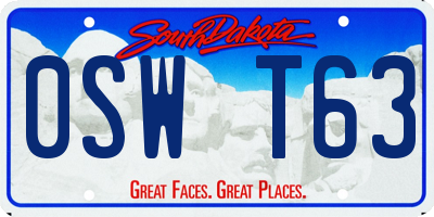 SD license plate 0SWT63