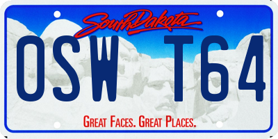 SD license plate 0SWT64