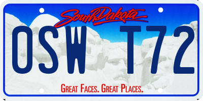 SD license plate 0SWT72